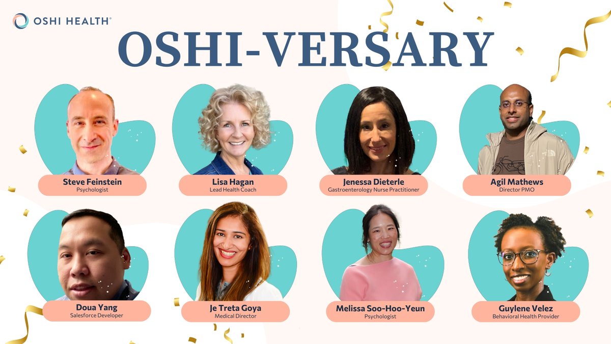 OshiHealth's tweet photo. Here's to the Oshi-versary of Steve, Lisa, Jenessa, Doua, Je Treta, Melissa, Guylene, &amp; Agil! 

Cheers to their crucial contributions &amp; outstanding dedication that have fueled our success. Wishing you all more years of triumph ahead!

#EmployeeAnniversary #OshiHealth #Oshiversary https://t.co/EjrAIksqRa