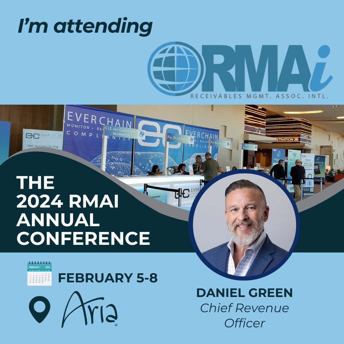 EverChain's tweet image. Las Vegas is the place to be for #RMAi2024. EverChain's Chief Revenue Officer, Daniel Green, will be there! If you haven't registered, do so here: hubs.la/Q02bHB510

🃏Book your meeting with Daniel today at sales@everchain.com, let's strategize for success! 💰

#DebtSales