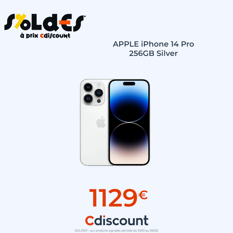 ✔️ APPLE iPhone 14 Pro ✔️ 256GB ✔️ Silver 🛒 bit.ly/48EjMrO #CdiscountSoldes