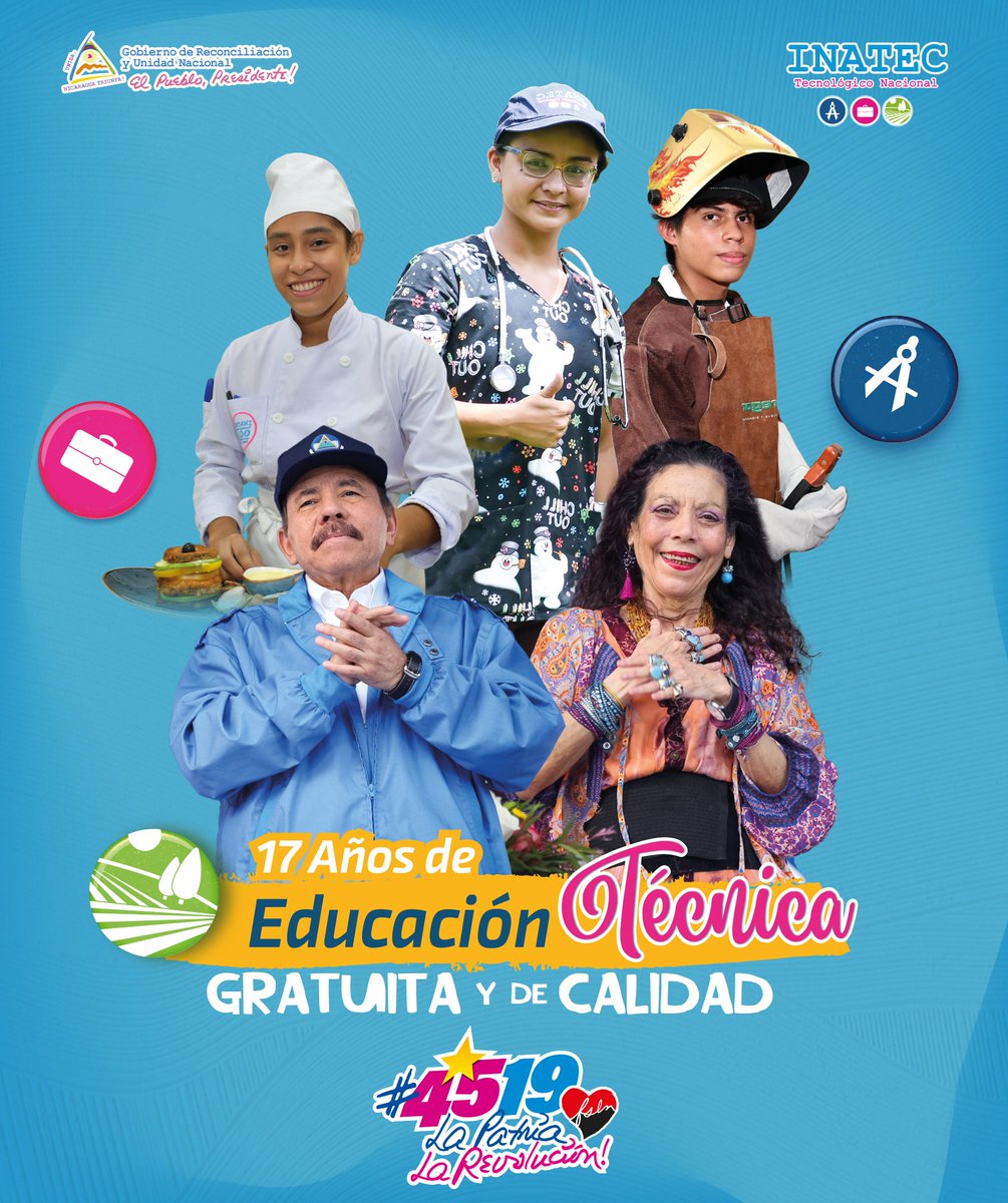 #MásVictoriasMásBienestar 📌17 años de Educación Técnica Gratuita y de Calidad. #4519LaPatriaLaRevolución 🇳🇮📚