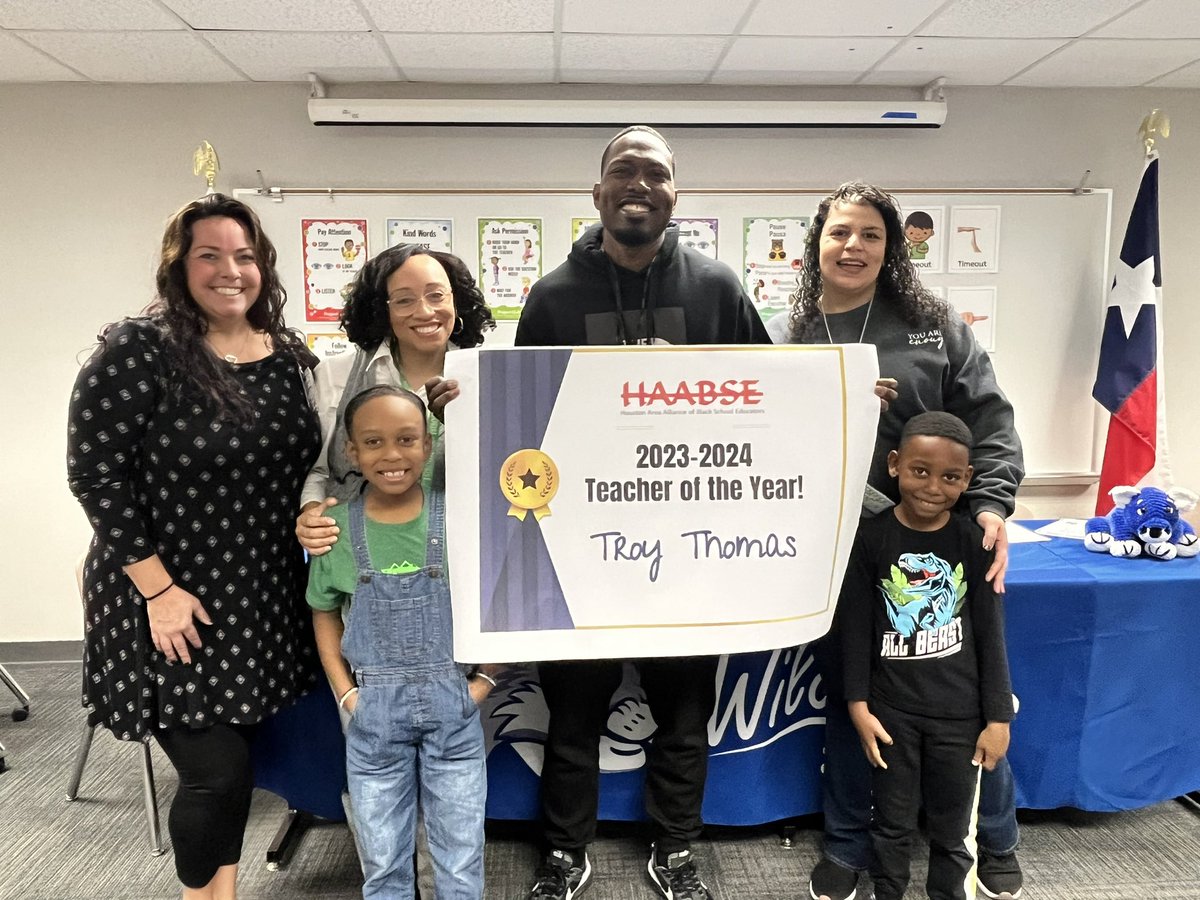 Another day of celebrating our amazing Wildcat staff members! Coach Thomas has been selected as the <a href="/HAABSE3/">HAABSE</a> Teacher of the year for WME! Thank you for the outstanding job you do in helping our Wildcats grow and for your commitment to investing in our tomorrow. <a href="/katyisd/">Katy ISD</a>