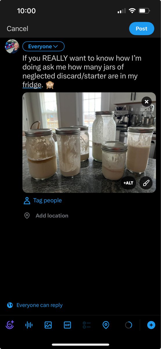 If you REALLY want to know how I’m doing ask me how many jars of neglected discard/starter are in my fridge. 🙈