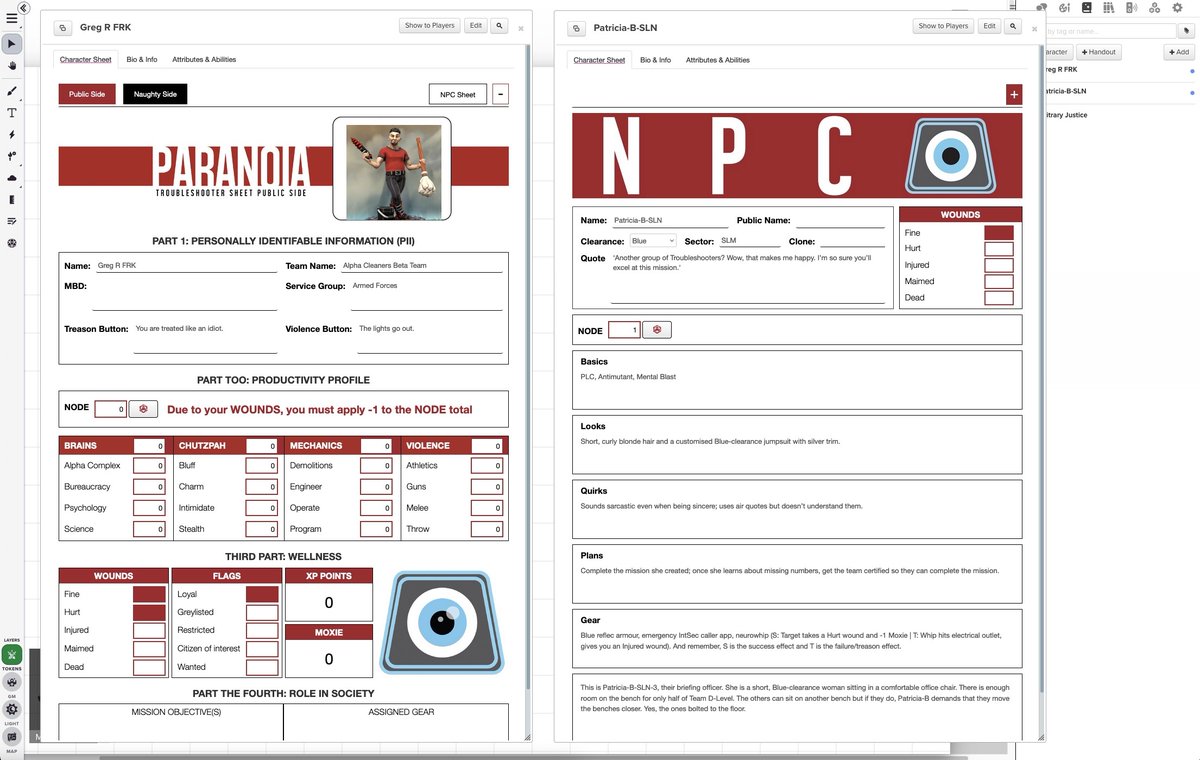 MongoosePub's tweet image. Looking for more ways to demonstrate your loyalty to The Computer?

Of course you are.

Troubleshooters will therefore be (mandatorily) overjoyed to learn that Paranoia has arrived on Roll20!

marketplace.roll20.net/browse/search?…

#ttrpg #ParanoiaRPG #AlphaComplex #TheComputer