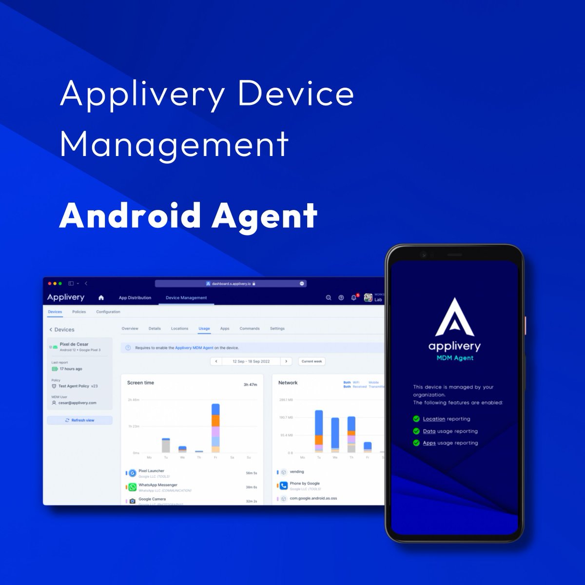 Applivery's tweet photo. 🚀 Applivery's #Android #MDM: Redefining Control &amp; Security 📲✨

🌐 🔐 Revolutionize device tracking with #geolocation precision, app behavior #insights, and #networktraffic monitoring. Tailor plans to fit your needs and embrace a secure, flexible future. 🌟 https://t.co/rMWEwGVJRM