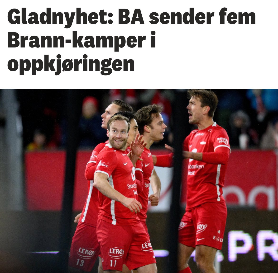TormodBA's tweet photo. 5 av de 6 planlagte oppkjøringskampene til Eirik Hornelands Brann ser du på BA: https://t.co/CqQvVcAQP5 https://t.co/H9WU8QACLX