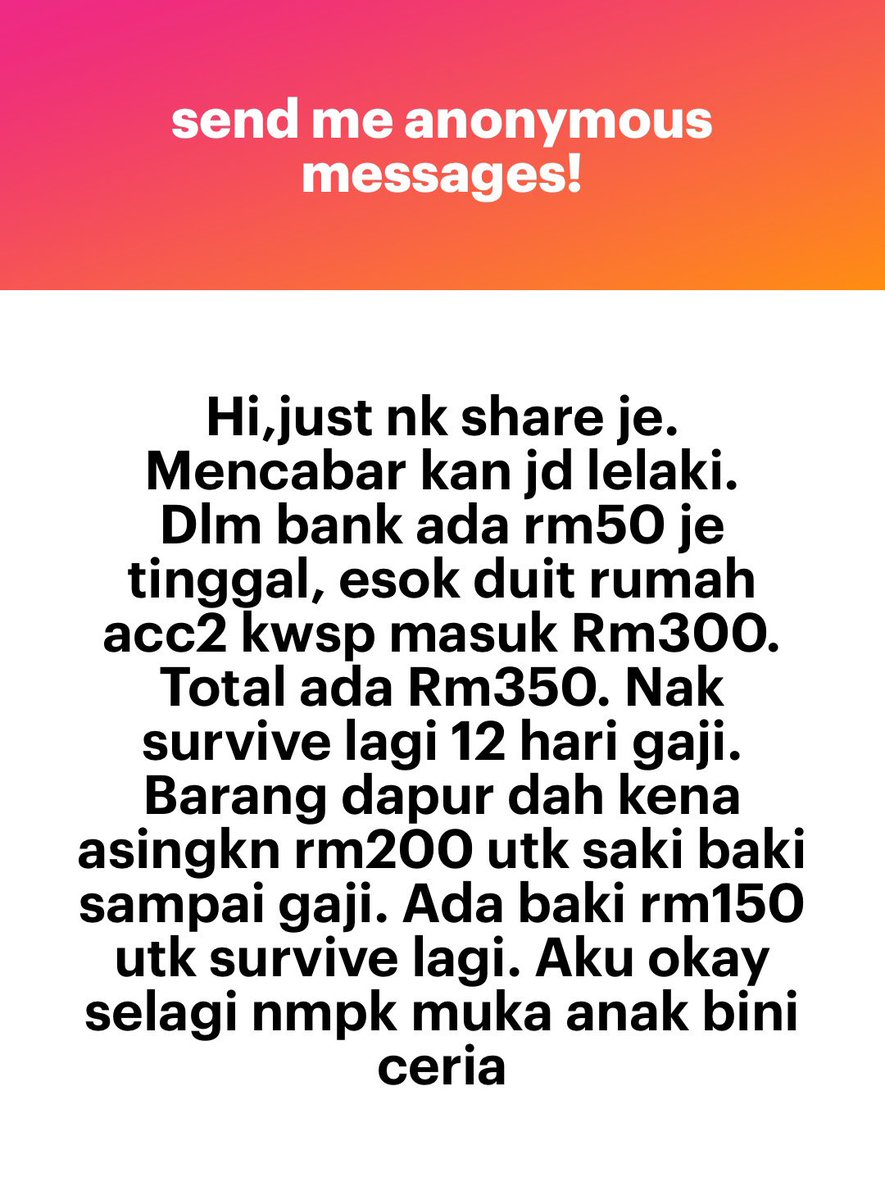 meinmokhtar's tweet photo. Kita boleh bang. Demi famili and tanggungjawab. https://t.co/90KQnprvKx