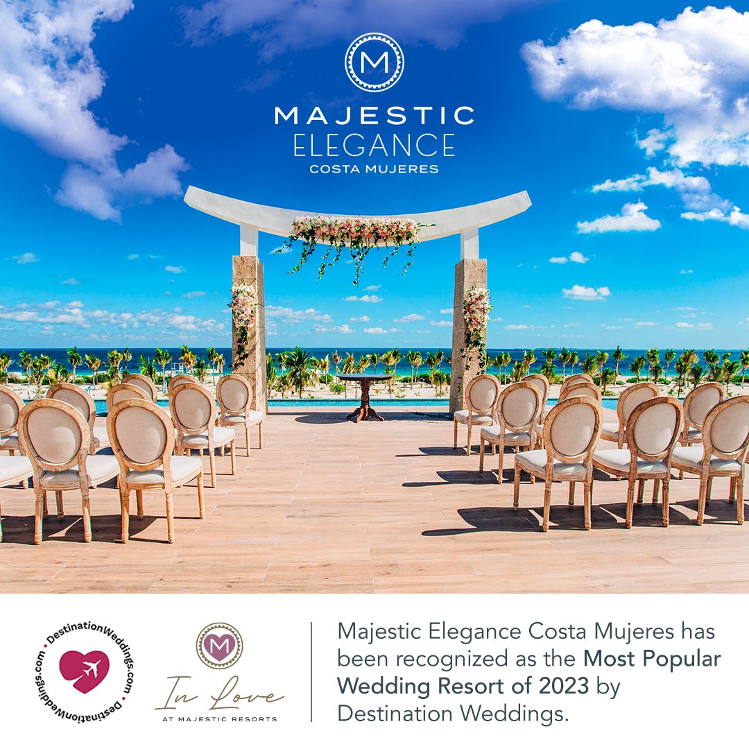 Thrilled to share the exciting news! 🤩✨📰 We have been honored as one of the most popular wedding resorts of 2023 by @DestWeds 
Thanks to our amazing Wedding Team, who give their best in every love ceremony.💖💍
#majesticresorts #weddingwednesday #destweds #destinationweddings