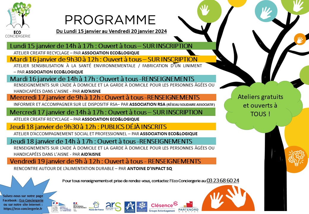 Ecoetlogique's tweet photo. 📷 Au programme de la semaine prochaine dans votre Eco Conciergerie 📷
N'hésitez pas à nous contacter pour tous renseignements ou inscriptions aux ateliers proposés "sur inscription" au 03 23 68 60 24 https://t.co/Qae8Ew46lk