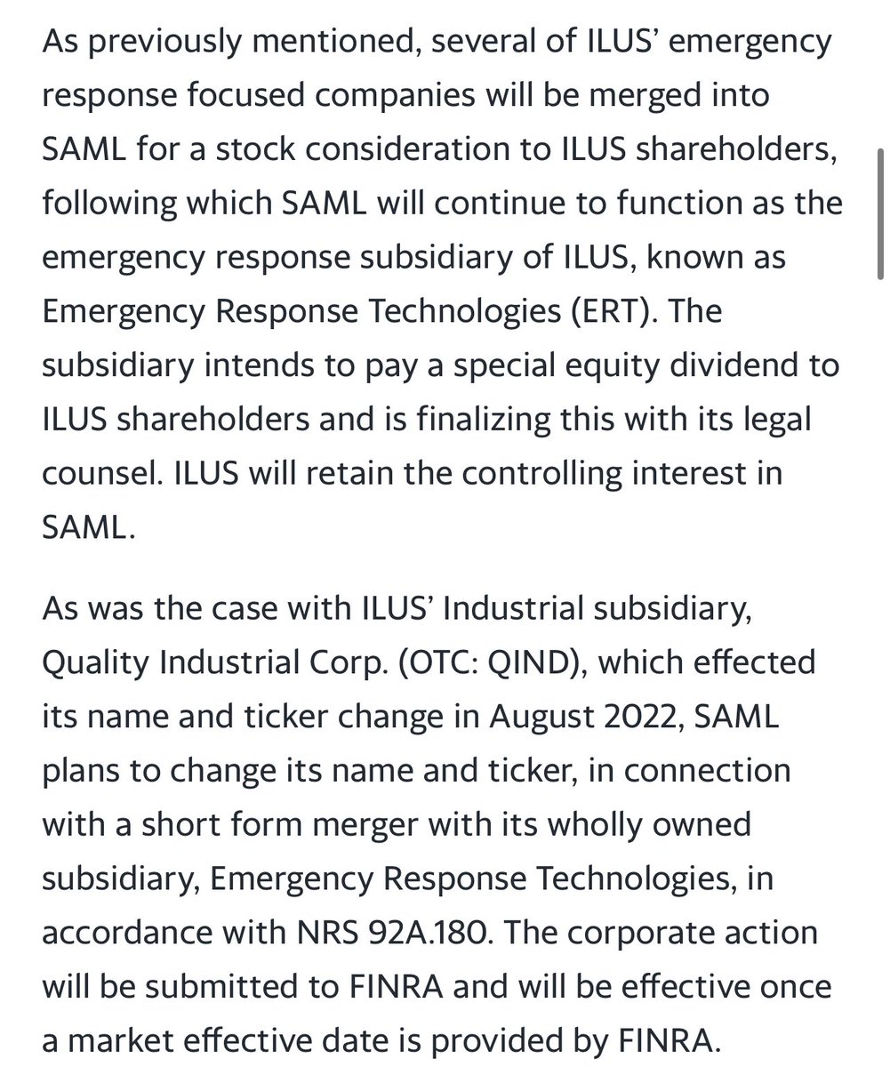 PiRickers's tweet photo. Here is the $ILUS $SAML @ERT_ILUS PR so you can read without clicking the link. You’re Welcome! https://t.co/Ix1opccCtX