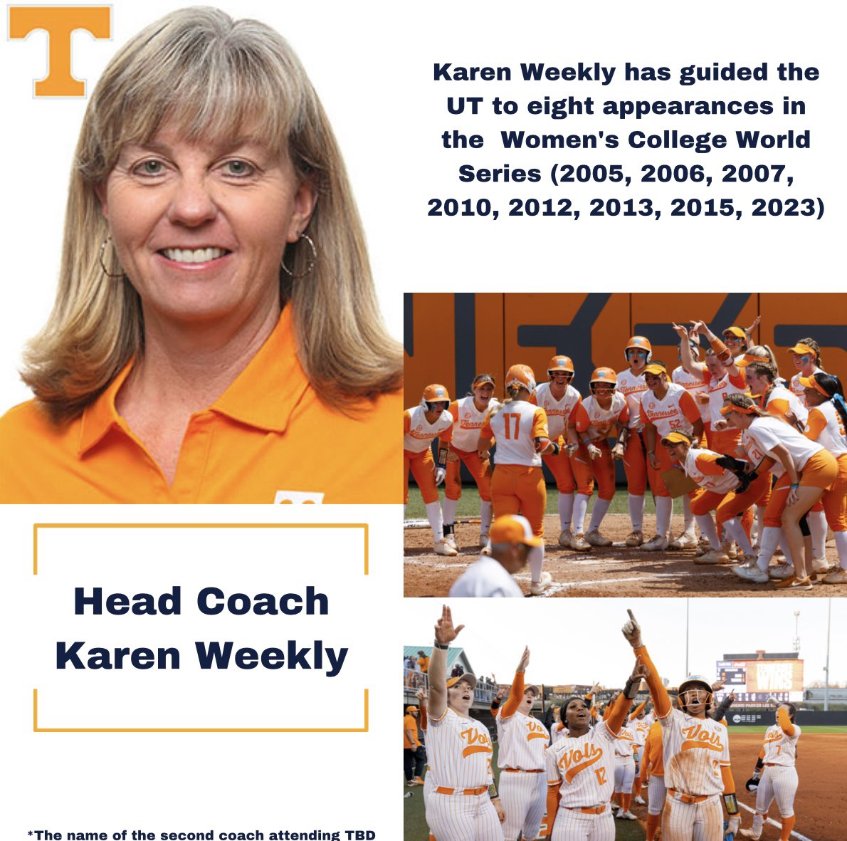 DDSBandEvents's tweet photo. Excited to announce our first program for Connect Chicago! @vol_softball 👀

🏆Tennessee Softball won the 2023 SEC Conference Championship and advanced to the Women’s College World Series during post season.🎟️

🟠Head Coach Karen Weekly and another member of her staff will be joining us and you get to sign up for small sessions with Tennessee! We are excited to have them return and we know your session will be awesome.🤩👏🥎

#connectchicago #collegesoftball #recruitment #connect2024 #diamonddirection #camp