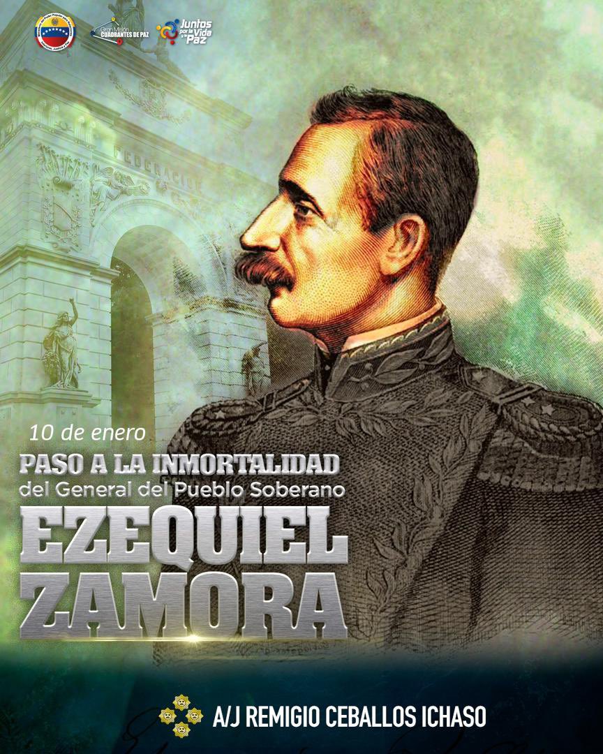 CeballosIchaso1's tweet photo. 🇻🇪 || Hoy conmemoramos el paso a la inmortalidad del General del pueblo soberano Ezequiel Zamora, líder valiente siempre vencedor y defensor incansable de los derechos de los campesinos, de la justicia social y la unión de la Patria.

 ¡Tierra y hombres libres! https://t.co/LPfB80uW6G