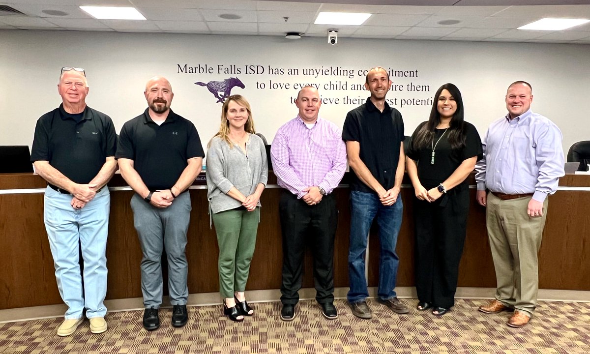 MarbleFallsISD's tweet photo. January is School Board Appreciation Month and we continue to show our appreciation to our trustees!

Thank you Larry Berkman, Gary Boshears, Mandy McCary, Kevin Virdell, Alex Payson, Crystal Tubig and Kevin Naumann for your dedication and service to MFISD! https://t.co/k7W6hWCbWX