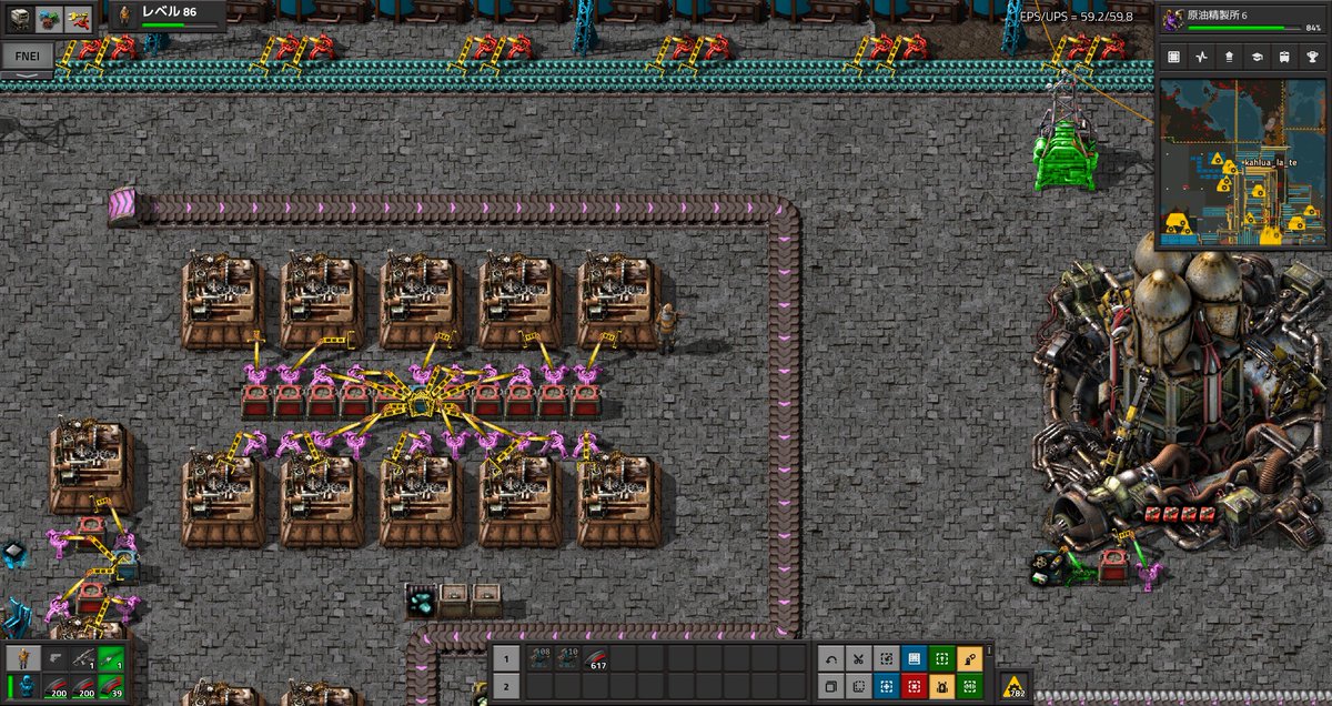 Kahlua_late's tweet photo. FactorioのMOD『5dim』等のモール用1ブロック構成
1つの要求チェストに必要な資材をすべて入力しておく事で纏めて作れる
資材余りをできるだけ出さないように調整しましょう
液体を使うものはできるだけ隣に作ることで、土地を有効活用しましょう
注:バニラでは全く役に立ちません
#Factorio #5dim https://t.co/mB1jfXlo8C