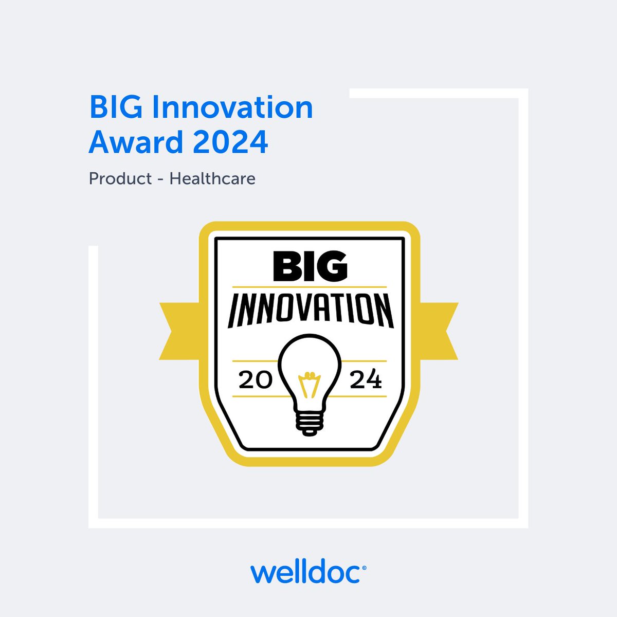 Welldoc's tweet photo. The #Welldoc Platform won the 2024 BIG Innovation Award presented by @BigAwards for a 2nd consecutive year! 🎉 Honored to be recognized for our leadership in digital health &amp; ability to respond to evolving market needs with innovative, holistic solutions. https://t.co/rK9W63wvNE https://t.co/xBa0BQWsoU