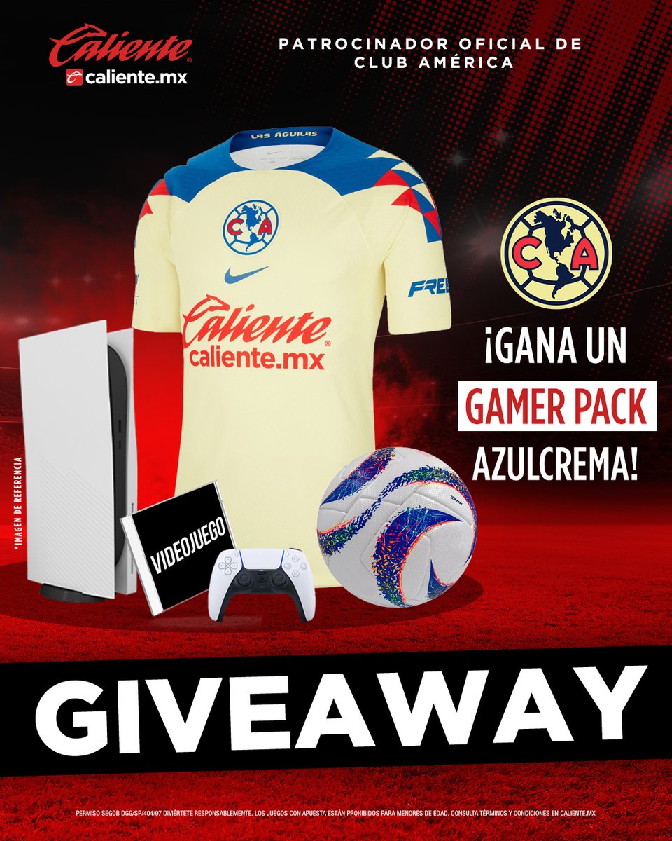 ClubAmerica's tweet photo. 🚨🦅 GIVEAWAY AZULCREMA 🦅🚨

Arranca el CL24 y puedes GANAR un GAMER PACK de CLUB AMÉRICA 🦅👕🎮

1️⃣ Dale RT y ❤️
2️⃣ Sigue a @calientesports en TW e IG en este link 📲https://t.co/GCHaRneY95
3️⃣ Etiqueta a un amigo, comenta por qué AMÉRICA es tu equipo favorito y agrega el HT #MásAcciónMásDiversión
