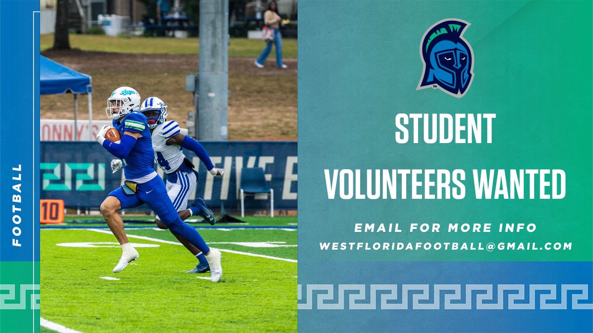 Attention All UWF Students

We are looking for student volunteers to help with either Equipment, Filming and Recruiting. You must be a current UWF student to be eligible. 

If interested, please email your information to the email below #GoArgos