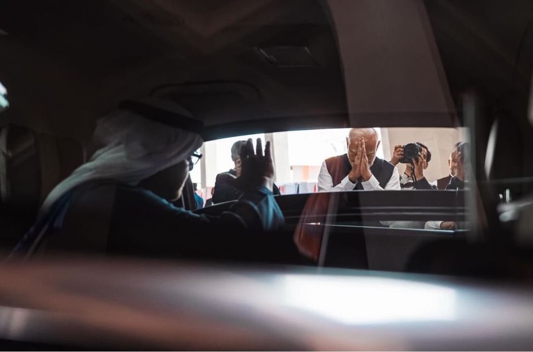 Sajwani's tweet photo. What a stunning shot of HH Sheikh Mohamed bin Zayed and PM Shri Narendra Modi ji at see off 🙏🏼 …

The respect, love, and hospitality that PM Modi Ji and India gave us will NEVER be forgotten by Emiratis.

Dhannaywad and Mashkureen ! 🙏🏼

📸 by HamadAlKaabi / IG https://t.co/EV5DTuNvOs