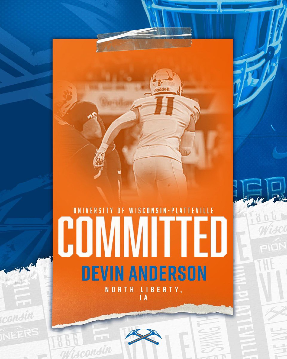 devoanderson_'s tweet photo. After a great conversation with @CoachBauder5, I am excited to announce that I will be continuing my academic and football career at the University of Wisconsin-Platteville. Thank you @Ryan_Munz, @CoachSheehan12 and @UWPlattFootball for this opportunity!

#SwingTheAxe https://t.co/cF6TuHVw0S