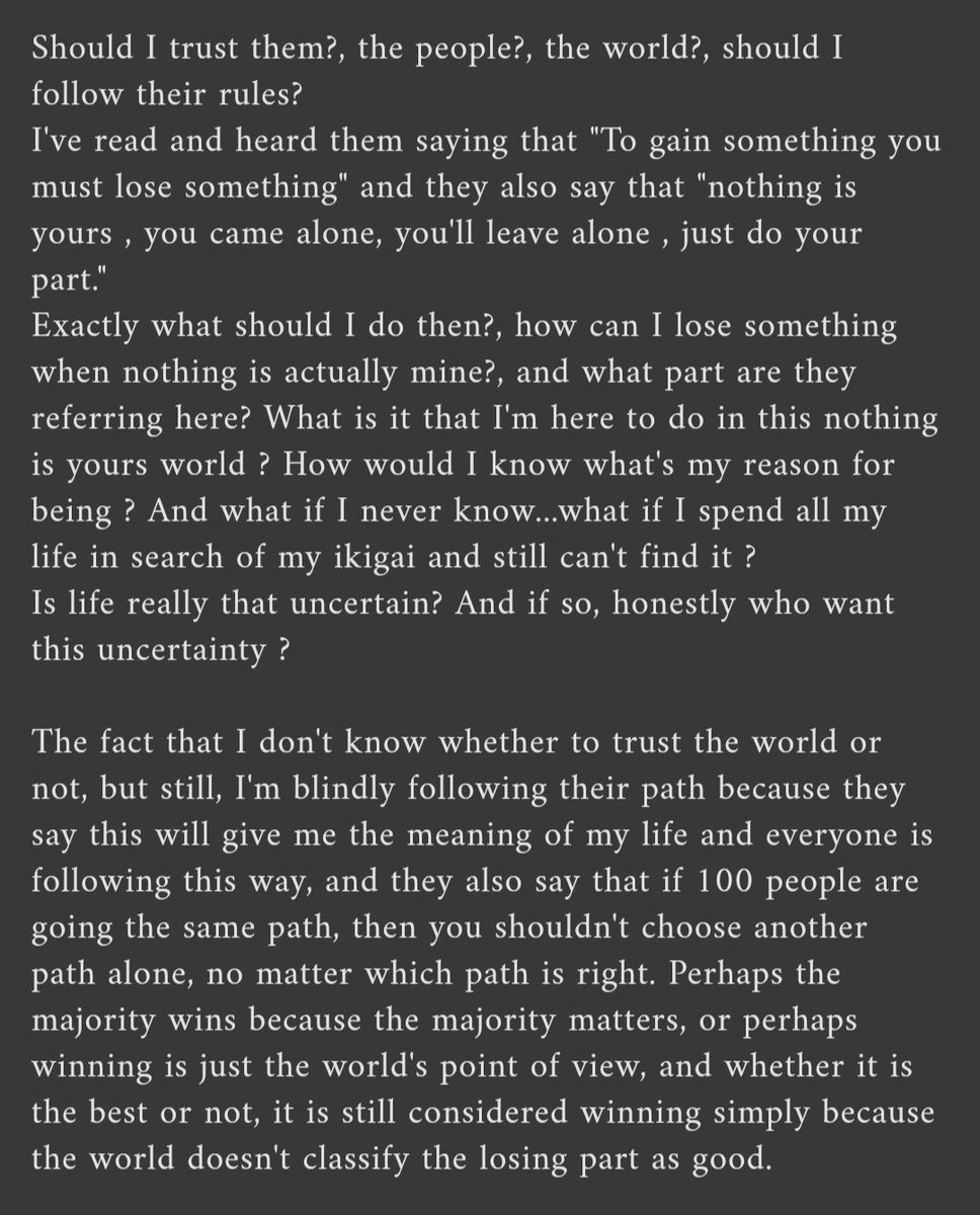 Tejaswi_Payal's tweet photo. Is life really that uncertain??
Should we really do things just because the say?
#WhoAreThey?
#world #trust #life #decision #uncertanity #AFCON2023 #zarcia #Fights https://t.co/DgpL7Mi2mH