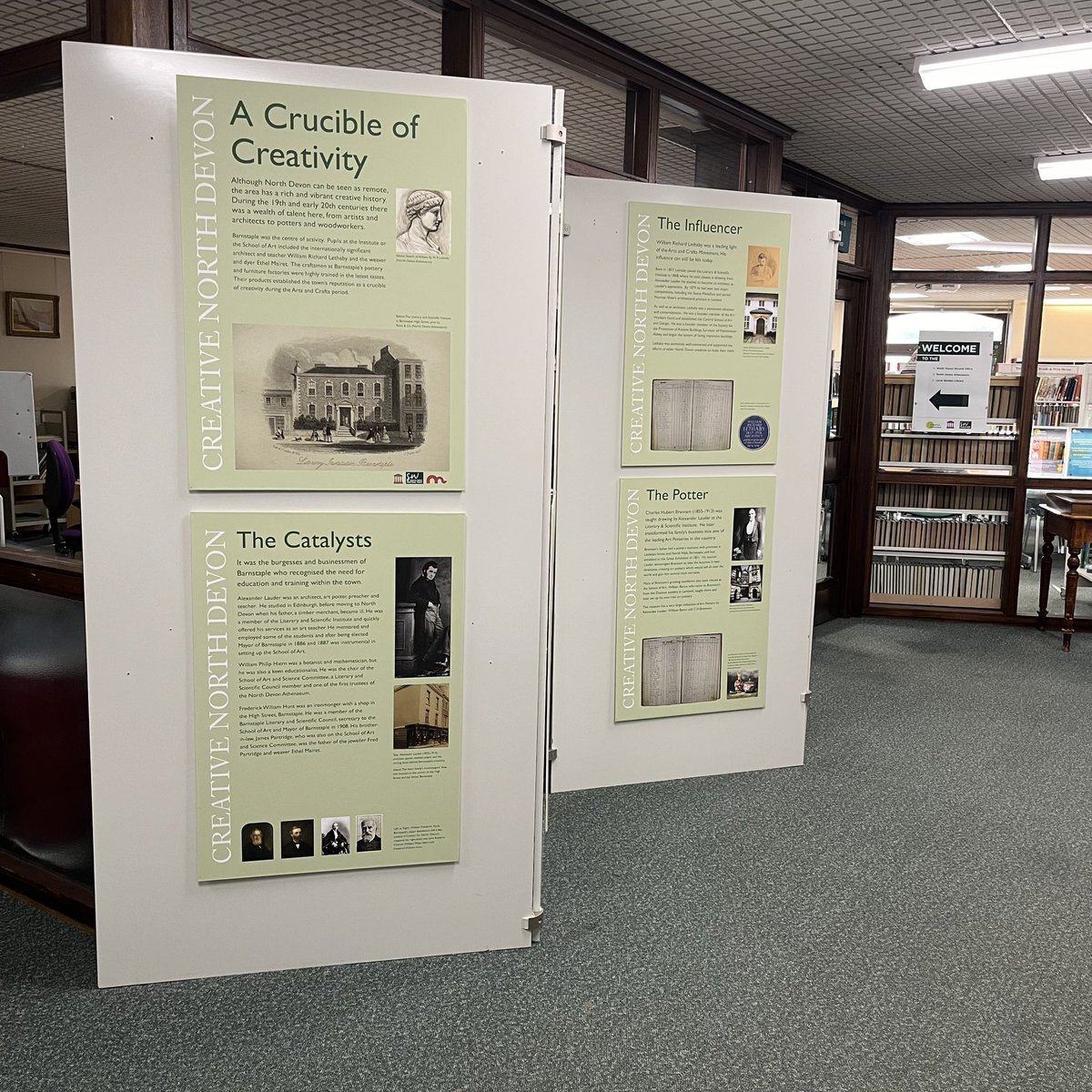 Barum_Athena's tweet photo. New year, new exhibition boards and another chance to discover the creative history of north Devon.
#CreativeNorthDevon
#ACrucibleOfCreativity https://t.co/q6NMsn0pc8