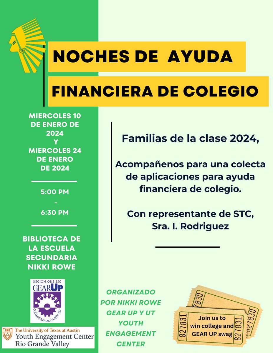 MrsIDGarcia's tweet photo. Class of 2024 Warrior Families, 

Hope to see you today from 5:00-6:30pm at the Rowe Library for our Class of 2024 FAFSA Drive with STC Financial Aid Representative, I. Rodriguez. Make plans to attend!

 Our next FAFSA Drive will be Wednesday, Jan.24th https://t.co/mtVbpHJOxV