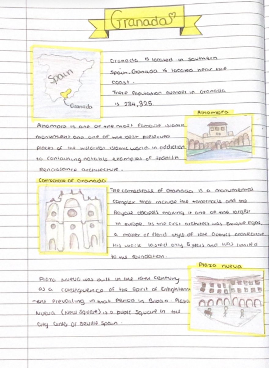 ArthurTerrySch's tweet photo. Mr Coleman’s Year 8 ab-initio Spanish class did some fantastic research homework about a Spanish city of their choice…

Some fascinating pieces below… 

#ArthurTerrySchool #beproudweek #MFL @the_atlp @MflTerry https://t.co/i9kAYg33EU