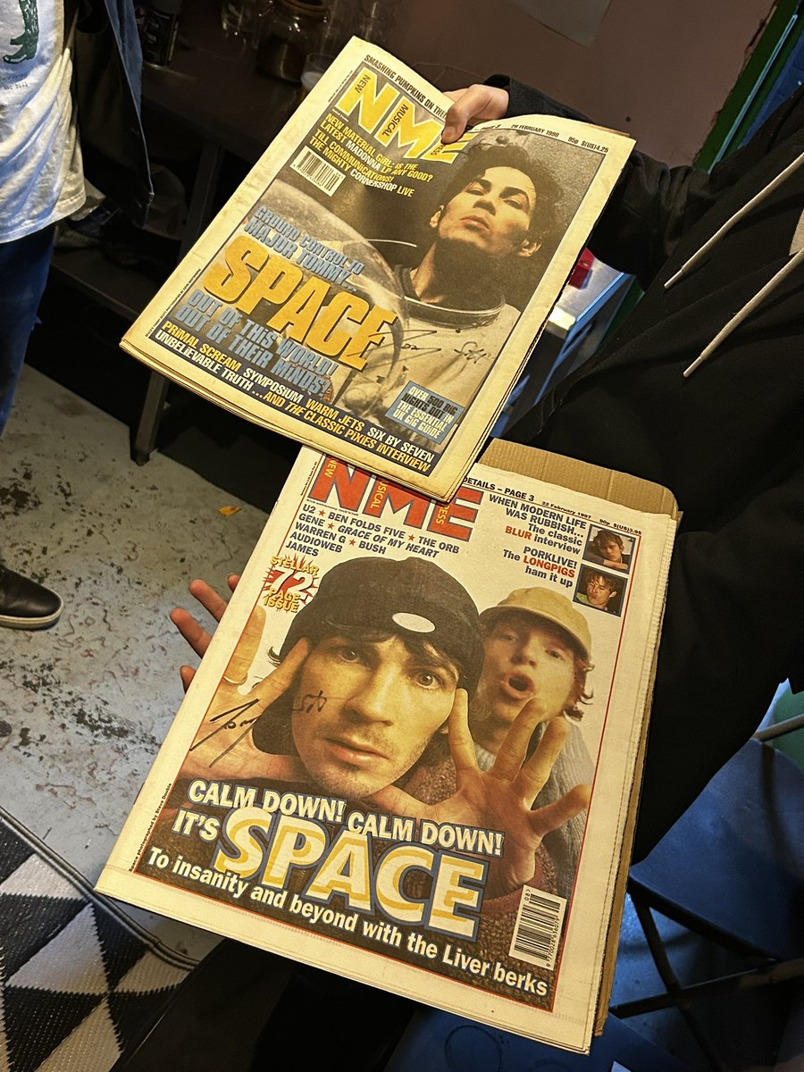 spacebanduk's tweet photo. One of the cooler things we’ve signed recently😆 Haven’t seen these in a while! @NME
#space #spacetheband https://t.co/OMikan6rkS