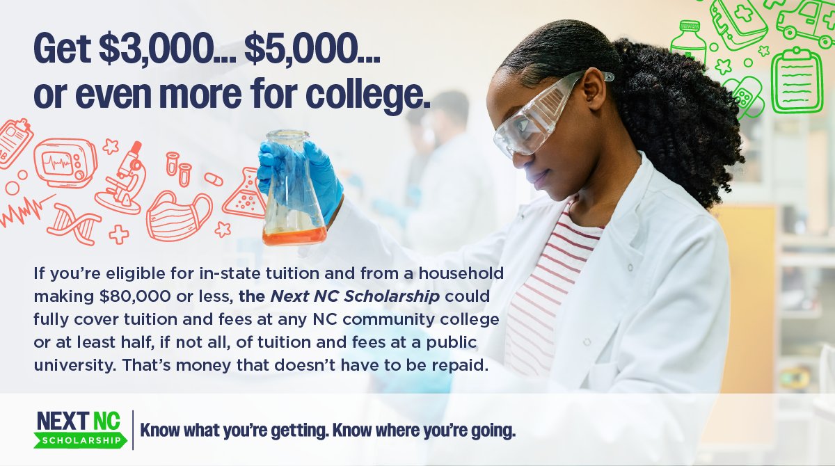 NCCommColleges's tweet photo. 🙌NC students from households making $80k or less  could have their tuition &amp; fees fully covered at any of our 58 community colleges or more than half of, if not all, of their tuition &amp; fees covered at any of NC's 16 public universities thanks to the new https://t.co/z8nWOUrCjQ https://t.co/kbG9tokZGC