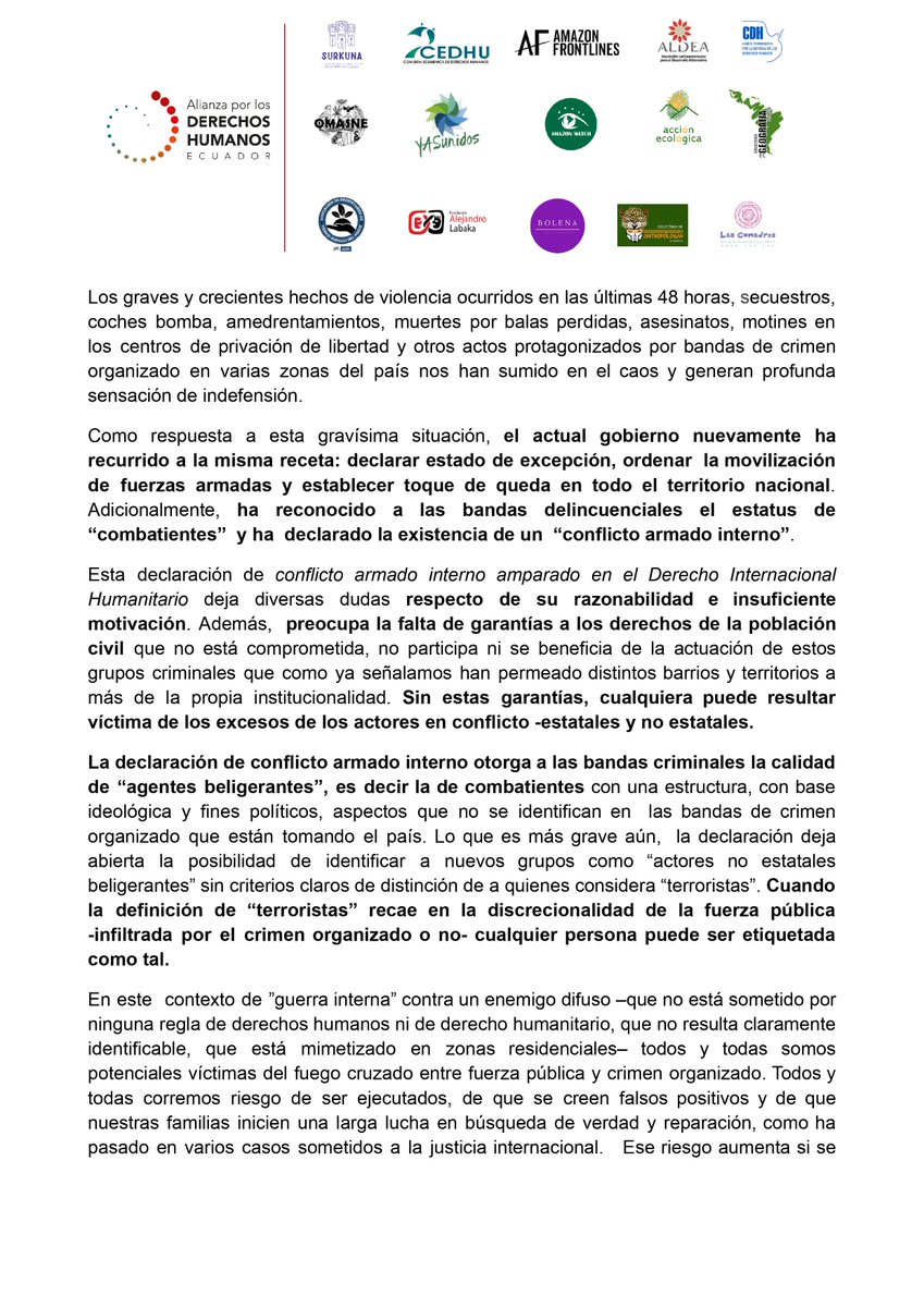 Alianza de Organizaciones por los Derechos Humanos tweet media