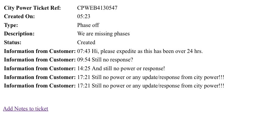 madala73's tweet photo. @CityPowerJhb 12 hours after logging fault I’ve had no response. This after 24 hrs with no power!!! Ridiculous https://t.co/faLtpWWXe5