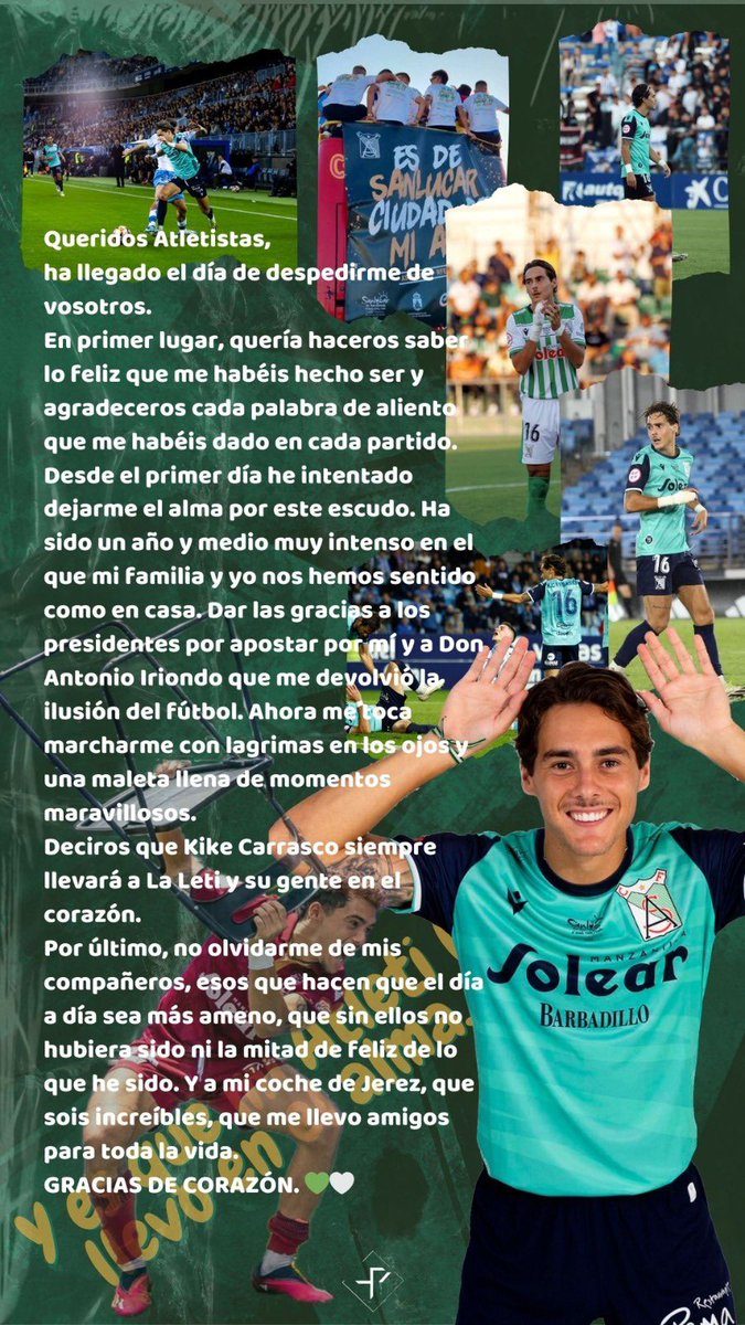 LCarra_10's tweet photo. Gracias Atletistas, gracias Sanlucar. Os llevaré en el corazón. https://t.co/Ni8dFKFojA