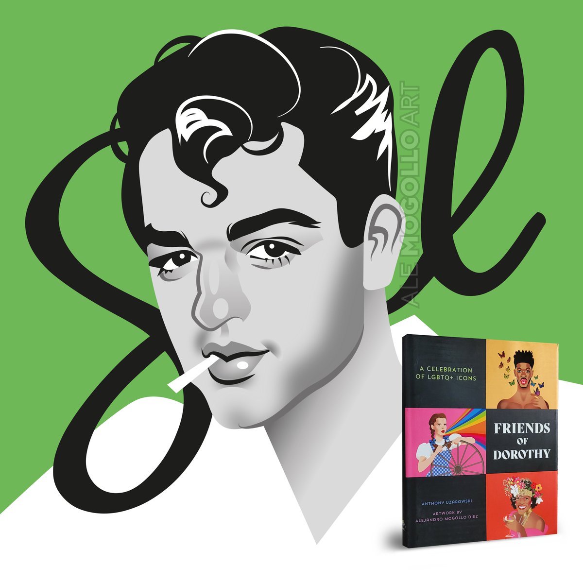 Remembering the iconic Sal Mineo on his 85 birthday anniversary. My artwork is included in the book “Friends of Dorothy, a celebration of LGBTQ+ icons' by Anthony Uzarowski and yours truly, that you can find at Amazon.
#salmineo #friendsofdorothy #gayicons #alejandromogolloart
