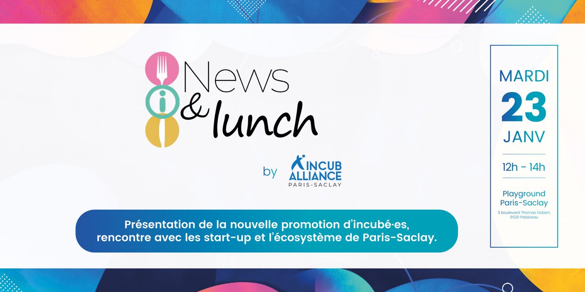 🔊 #Evenement | <a href="/IncubAlliance/">IncubAlliance</a> vous invite au News &amp; Lunch !

Au programme :
➡️ Présentation de la nouvelle promotion de #startup
➡️ Tour d'horizon des actualités et événements à venir.

🗓️ Mardi 23 janvier, dès 12h
Inscrivez-vous dès maintenant !
👉urlz.fr/pdh0