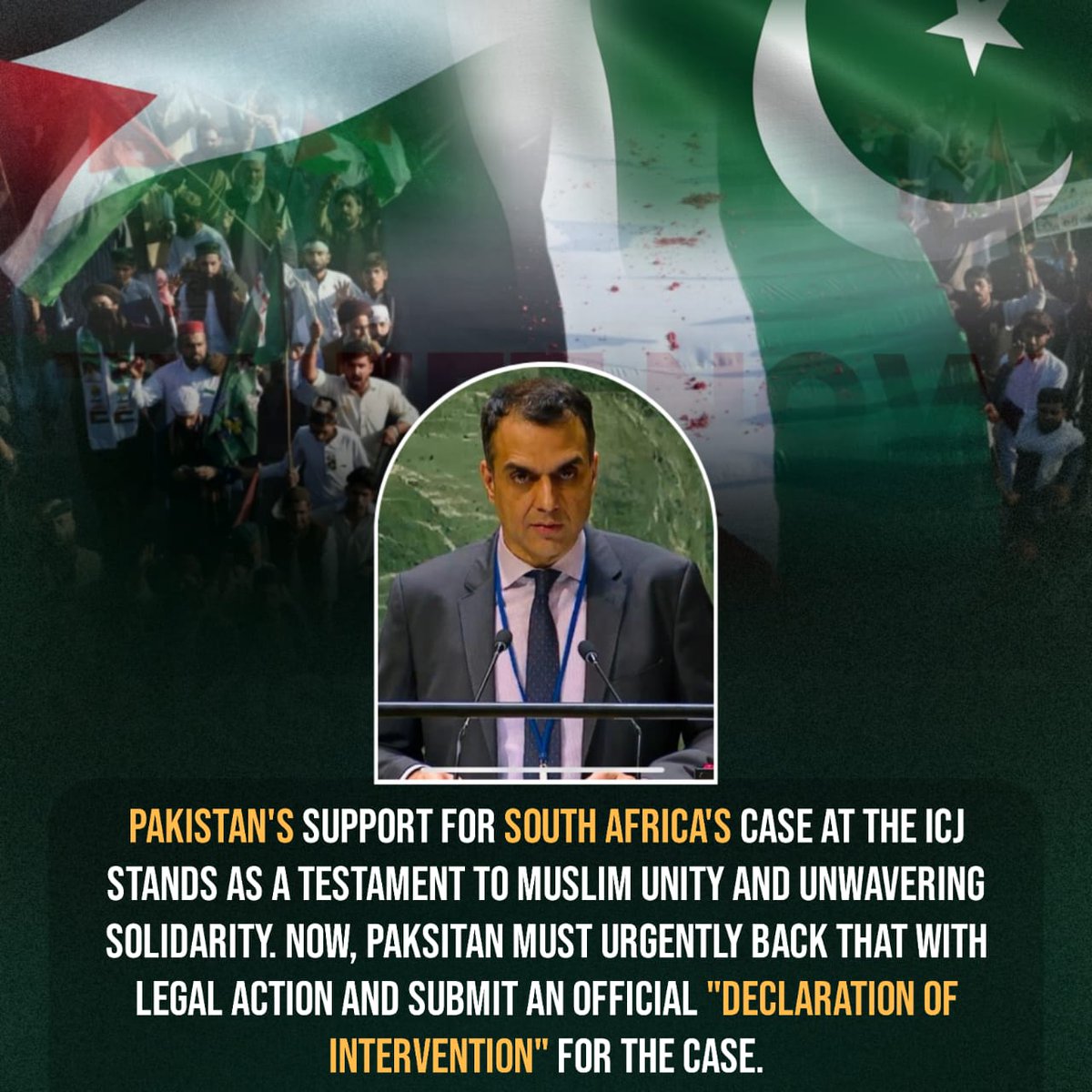 Pakistan should have to support South Africa in ICJ .....
ITS DEMAND OF ALL PAKISTANI'S.
<a href="/AnsarAAbbasi/">Ansar Abbasi</a>
<a href="/PakPMO/">Prime Minister's Office</a>
@PakistanPK_UN
#YouthDemands_ICJ4Gaza