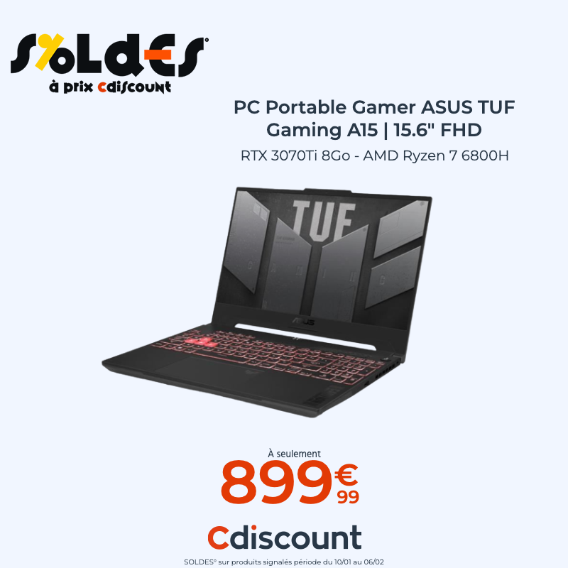 Cdiscount Gaming on X: SOLDES 🔥 PC Portable Gamer ASUS TUF Gaming A15