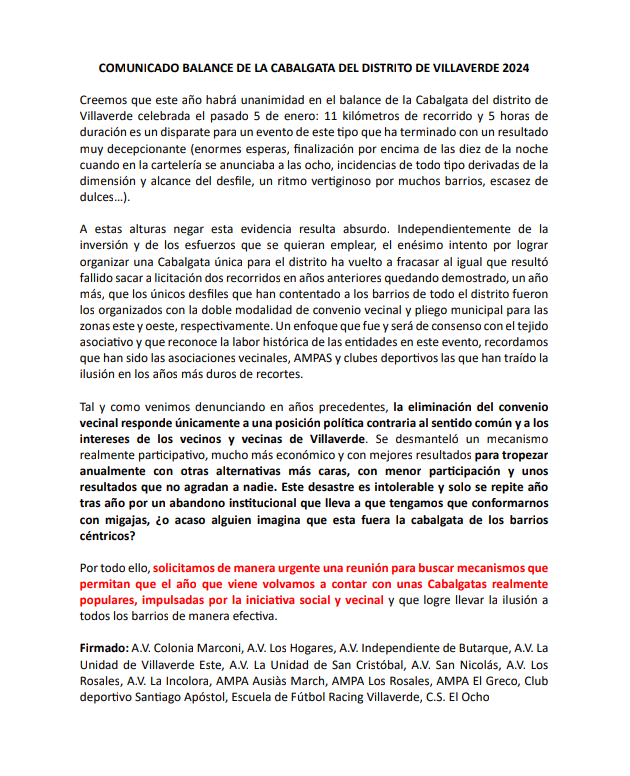 LaUnidadEste's tweet photo. ❌ Desastrosa gestión de @JMD_villaverde en la #CabalgataVillaverde

El "nuevo" gobierno municipal continúa las pésimas decisiones de otros años y prefiere chapuzas caras a la participación vecinal

Alguien cree que se haría así la cabalgata de los barrios céntricos❓ https://t.co/bkA5inJsoM