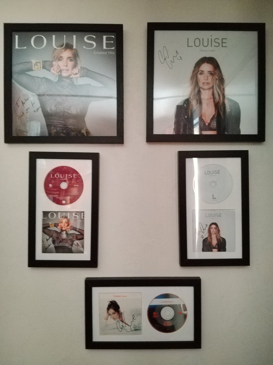 AndynSteve's tweet photo. Finally got my wall art up in my spare room/office working space of @LouiseRedknapp signed vinyls and CDs 😊 https://t.co/nLus28YVJV