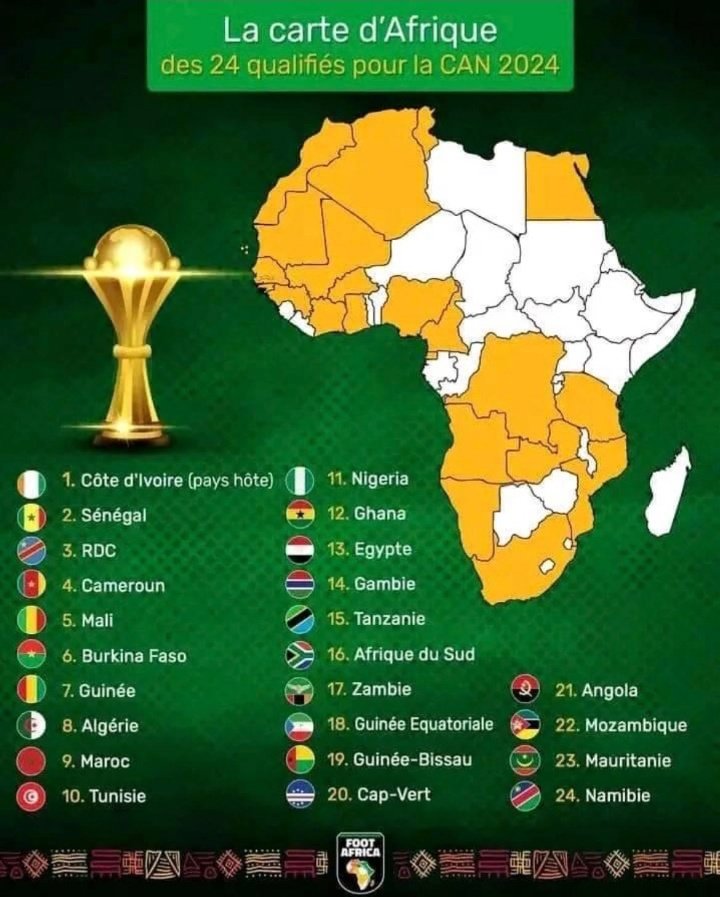 CAN_2023_'s tweet photo. #كأس_أمم_أفريقيا
🚨الكاف ينشر خريطة الدول المشاركة في كأس أمم أفريقيا 2023 🏆 

#TotalEnergiesAFCON2023 | #CAN2023 
#AFCON2023 https://t.co/Av89RtrAlK