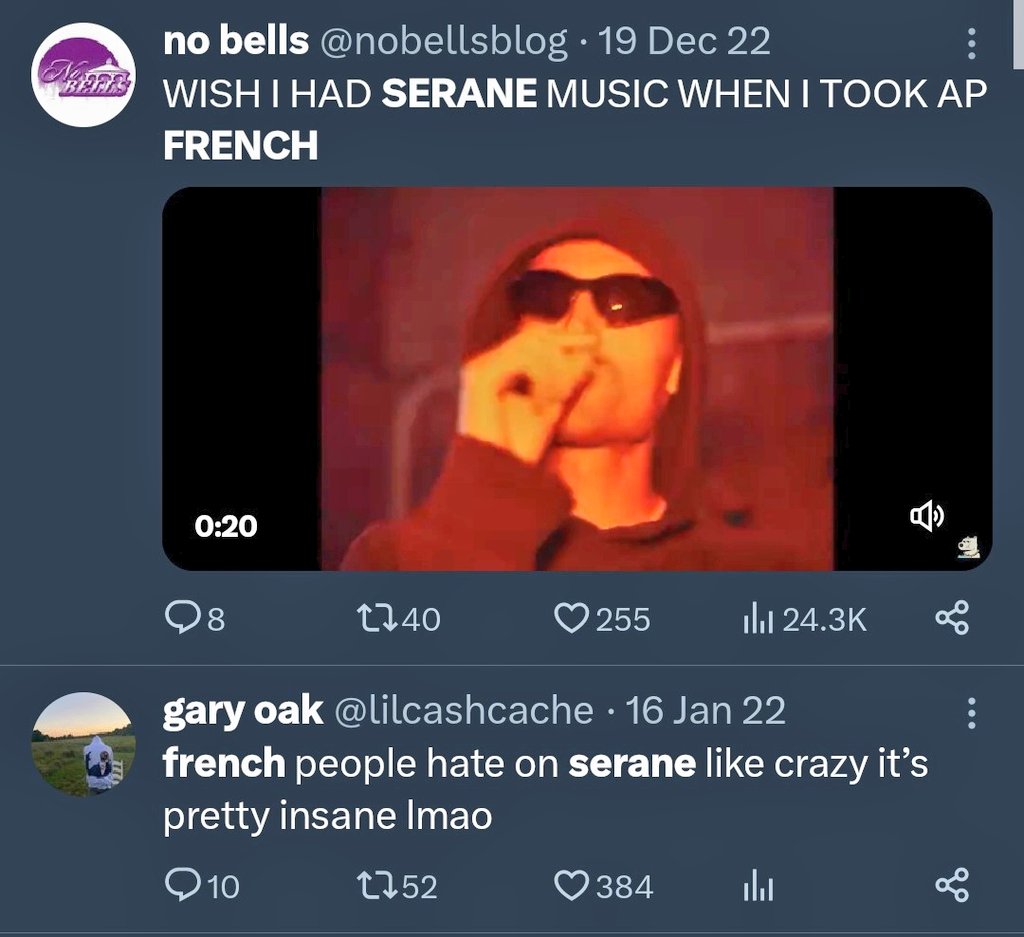 Balibz's tweet photo. Qui se rappelle quand les ricains ont decouvert serane et ont donné plus d'amour qu'à n'importe quel rappeur dans l'histoire du rap fr, meme ceux qui vivent a miami 😂 https://t.co/jLSkY6lWoI