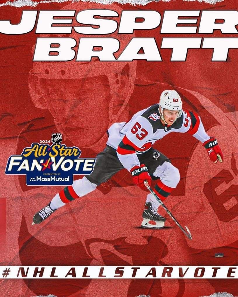 DevilsArmyBlog's tweet photo. Let’s get Jesper to the All Star Game! Repost this to help the cause #NJDevils fans!

#NHLAllStarVote Jesper Bratt https://t.co/wouDiUb8CB
