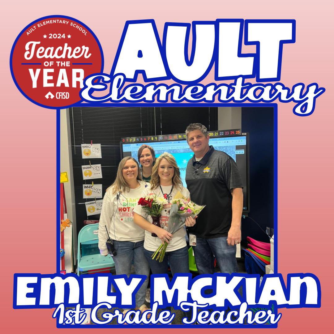 Congratulations to our 2023-24 Teacher of the Year, Emily McKian! Thank you, Mrs. McKian, for all you do for our students!