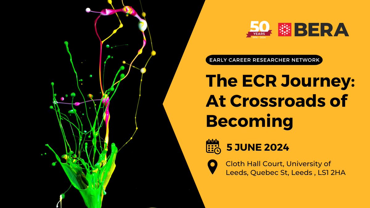 📣 Calling all ECRs! On this 2nd ECR Annual Conference we continue to celebrate the ECR journeys and welcome you to join us in Leeds. @BERA_ECRNetwork Abstract submission is still open! Deadline: 19 February 2024. Find out more: bera.ac.uk/event/the-ecr-…