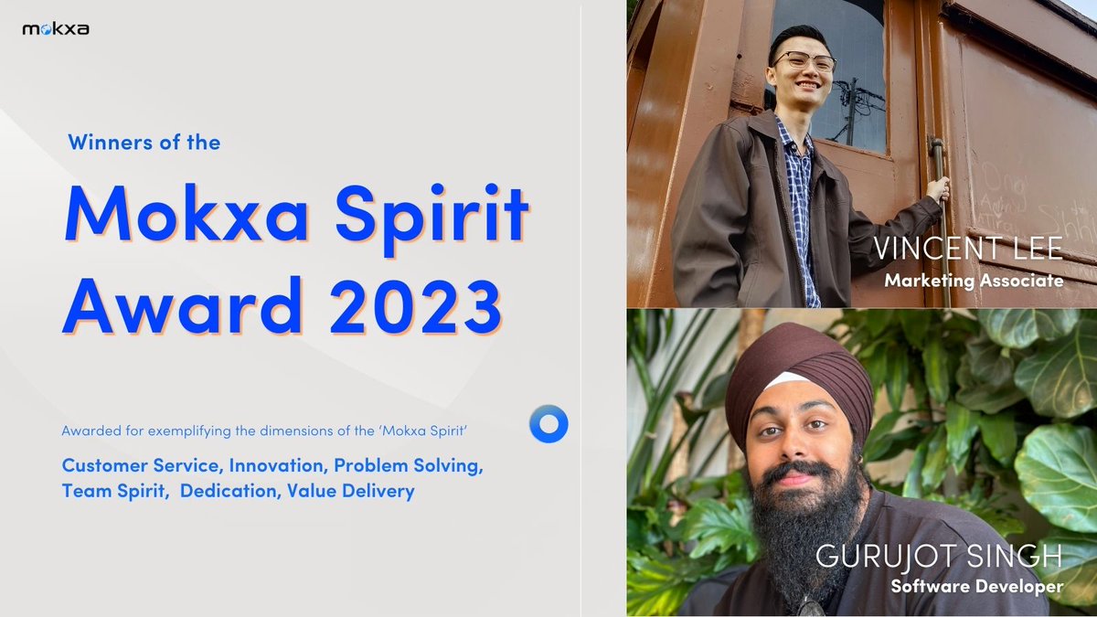Heartiest congratulations to Gurujot Singh and @LeeRenhan97 for winning the Mokxa Spirit Award 2023 - an accolade that sets an example and inspires all our associates towards the #MokxaSpirit of excellence.