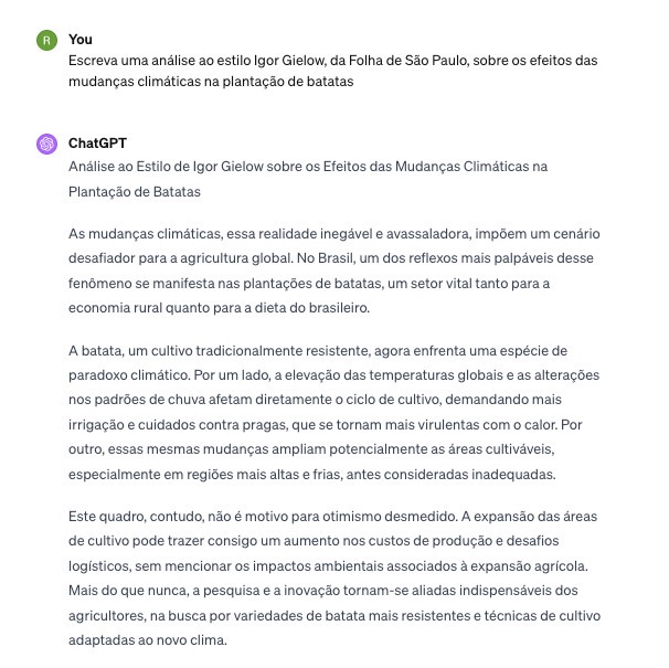 guizocchio's tweet photo. Ora, ora… Parece que o ChatGPT também sabe escrever análises sobre as eleições em SP, a crise na Boeing e a guerra da Ucrânia, assim como o único jornalista capaz de falar, profundamente, sobre temas tão diversos hahaha https://t.co/lvTR9dsdM5