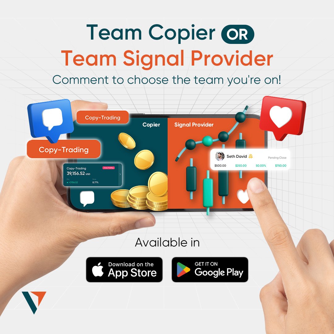 vantagemkts_afr's tweet photo. Are you Team Copier or Team Signal Provider? π€
Comment #TeamCopier to pledge your allegiance or give a like if you are #TeamSignalProvider .
Neither a copier, nor a signal provider?
Download the app and choose your side: https://t.co/bzJSP5H2xS
#TradeLikeAMaster #VantageApp https://t.co/i4OThJCQX0