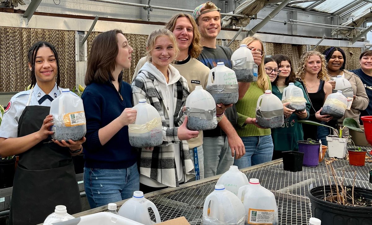 FCTC Natural Resources working with volunteers from #somdaudubon and #wildones, natural resources students winter-sowed native plants for pollinator gardens and our spring native plant sale.