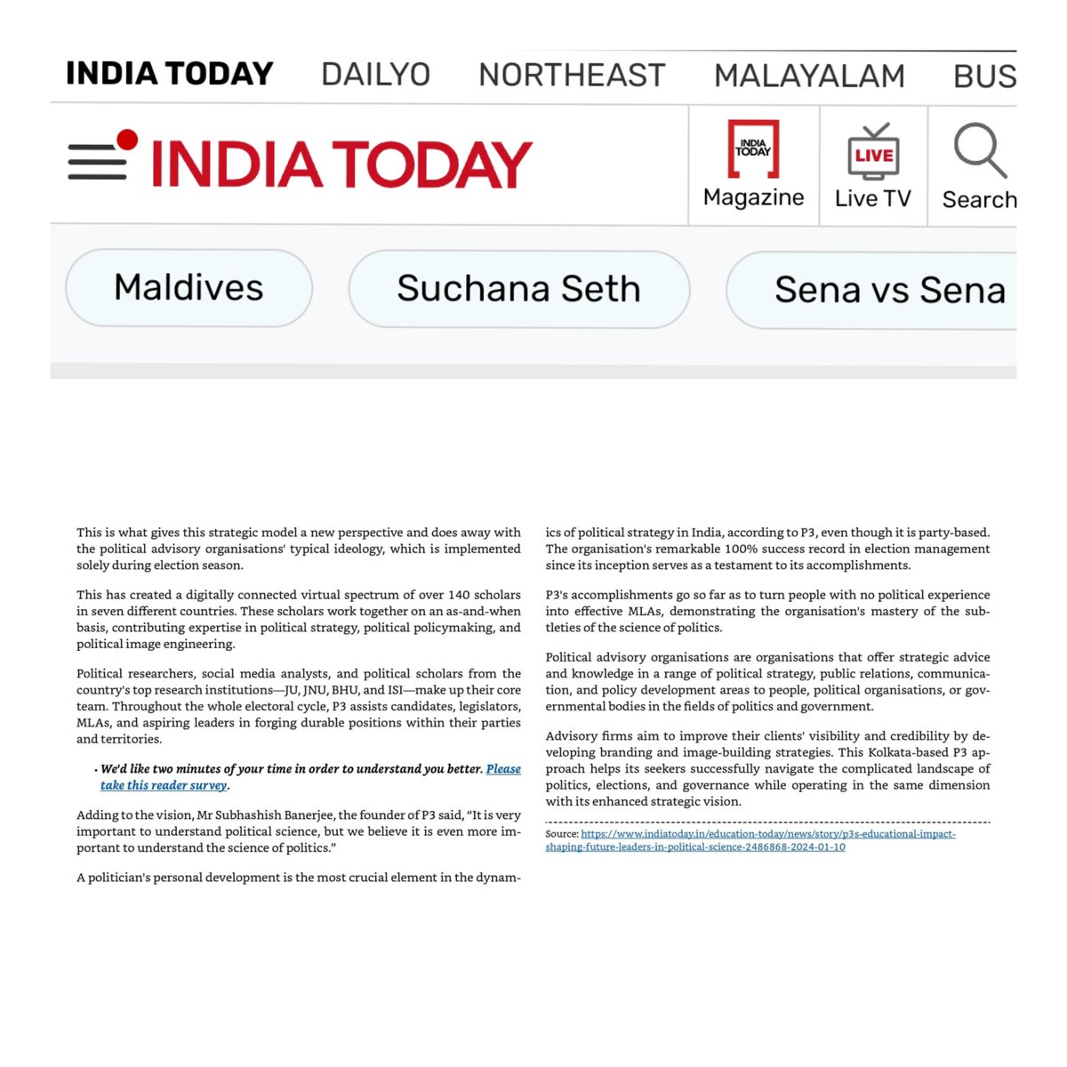 theP3Official's tweet photo. Thank you India Today  for such kind words...P3 (https://t.co/xlH4kzpsdx) was formed with the very aim of having an impact in the lives of the people, contributing in the policies and helping shape the political understanding of the future.
#politicalcampaign #P3 #NationBuilding https://t.co/Gk1P4ssWDO
