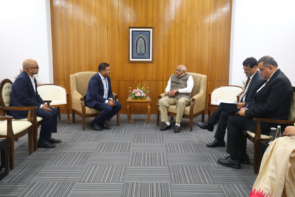 Bhupendrapbjp's tweet photo. Pleased to meet Mr. Romal Shetty, CEO, Deloitte South Asia. 

Discussed with him facilities offered by Gujarat’s global financial and technology hub - GIFT city, including single-window clearances and approvals under one umbrella. 

Acquainted him with the Gujarat government’s policy measures and incentives to attract large investments in various sectors with an aim to promote overall development of the economy.   

@RomalShetty 
@Deloitte

#VibrantGujaratGlobalSummit 
#VibrantGujarat