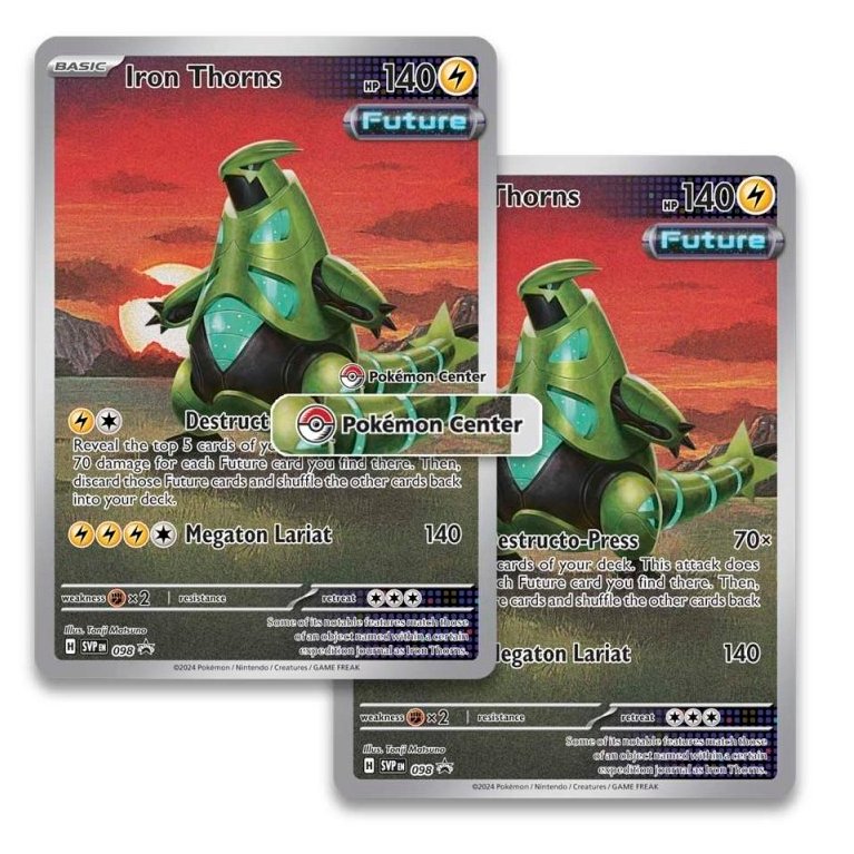 First look at Temporal Forces ETB Promo Cards featuring Iron Thorns and Flutter Mane! #PokemonTCG First look at Temporal Forces ETB Promo Cards featuring Iron Thorns and Flutter Mane! #PokemonTCG