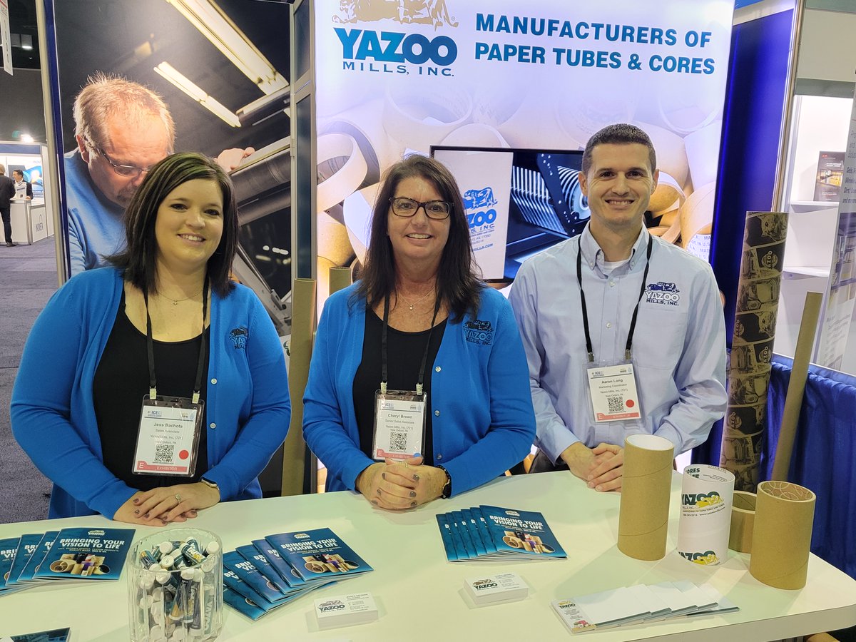Jess, Cheryl, and Aaron are in Orlando, FL, at <a href="/ICEC_USA/">ICEC USA</a> to discuss the strong growth at <a href="/YazooMills/">Yazoo Mills</a> #tubes #cores #labels #labelleaders Stop by to learn more!